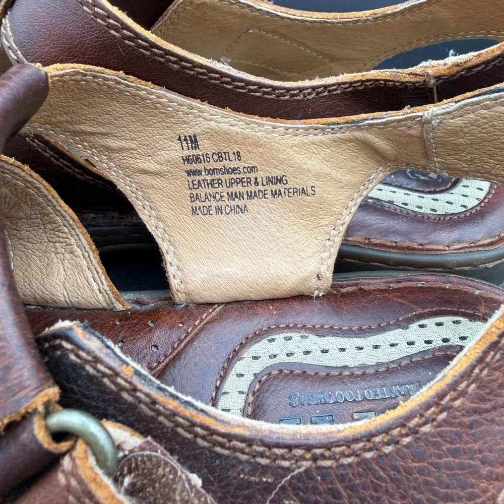 Born Mens Size 11M Brown Leather Fisherman Sandals